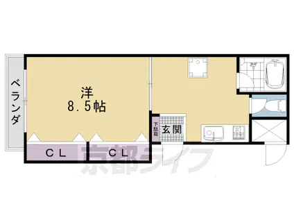 京都市烏丸線 丸太町駅(京都市営) 徒歩5分 5階建 築31年(1K/2階)の間取り写真