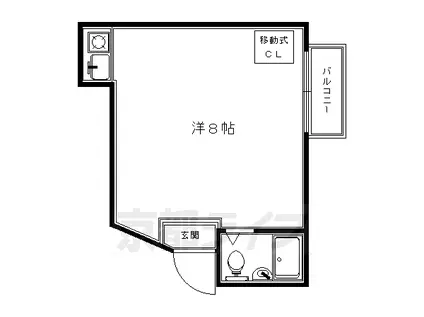 叡山電鉄 修学院駅 徒歩5分 6階建 築38年(ワンルーム/5階)の間取り写真