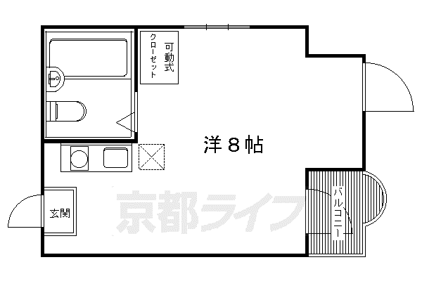 叡山電鉄 修学院駅 徒歩5分 6階建 築39年(1K/5階)の間取り写真