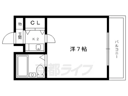 京阪電気鉄道鴨東線 神宮丸太町駅 徒歩5分 3階建 築33年(1K/1階)の間取り写真