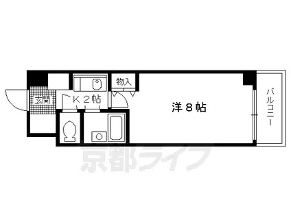 山陰本線 二条駅 徒歩10分 6階建 築38年(1K/2階)の間取り写真