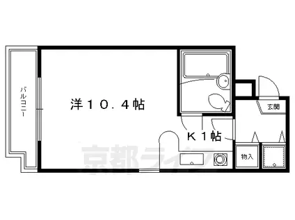 京阪電気鉄道鴨東線 出町柳駅 徒歩20分 5階建 築35年(ワンルーム/3階)の間取り写真