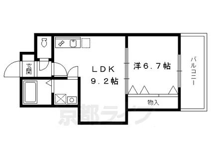 京都市烏丸線 今出川駅 徒歩12分 11階建 築22年(1LDK/9階)の間取り写真