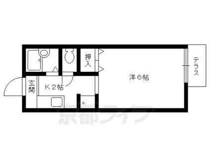 京福北野線 北野白梅町駅 徒歩28分 2階建 築28年(1K/1階)の間取り写真