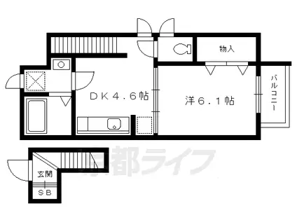 叡山電鉄 岩倉駅(京都) 徒歩8分 2階建 築23年(1DK/2階)の間取り写真