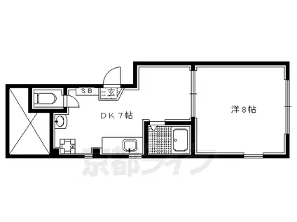 京都市烏丸線 丸太町駅(京都市営) 徒歩12分 3階建 築35年(1DK/1階)の間取り写真