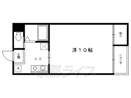 叡山電鉄 元田中駅 徒歩15分 3階建 築22年(1K/2階)の間取り写真