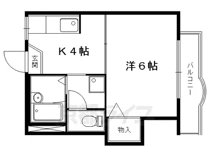 京都市烏丸線 北山駅(京都) 徒歩10分 2階建 築35年(1K/1階)の間取り写真