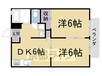 京都市烏丸線 北大路駅 徒歩12分 2階建 築35年(2DK/2階)の間取り写真