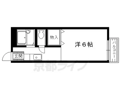 京都市烏丸線 今出川駅 徒歩10分 2階建 築36年(1K/1階)の間取り写真