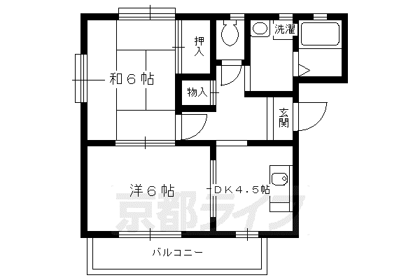 京都市烏丸線 北大路駅 徒歩18分 2階建 築32年(2DK/2階)の間取り写真