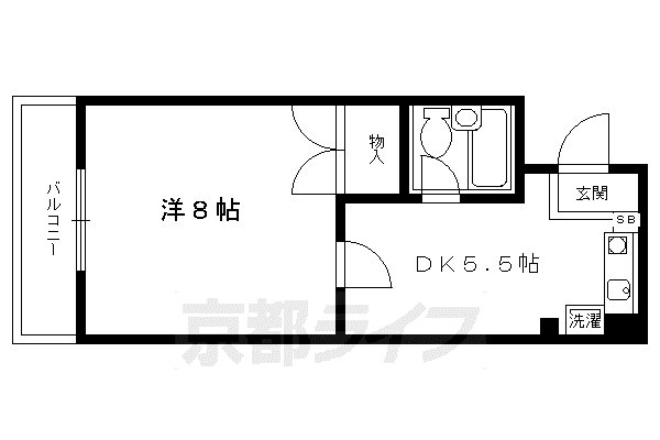 叡山電鉄 市原駅 徒歩3分 4階建 築38年(1DK/4階)の間取り写真