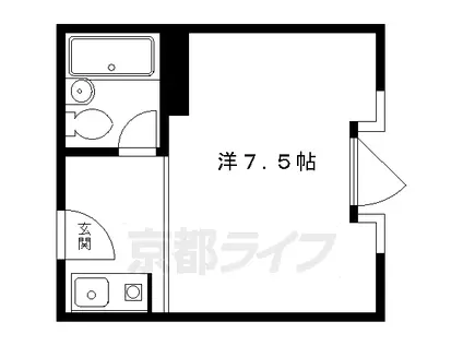 京都市烏丸線 北山駅(京都) 徒歩5分 3階建 築46年(1K/3階)の間取り写真