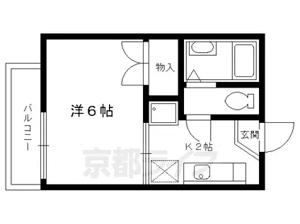 京都市烏丸線 今出川駅 徒歩15分 2階建 築41年(1K/2階)の間取り写真