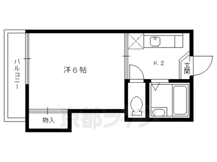 京都市烏丸線 今出川駅 徒歩15分 2階建 築41年(1K/1階)の間取り写真