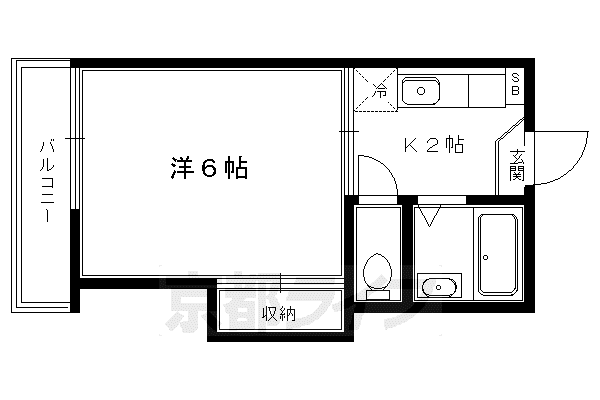 京都市烏丸線 今出川駅 徒歩15分 2階建 築42年(1K/2階)の間取り写真