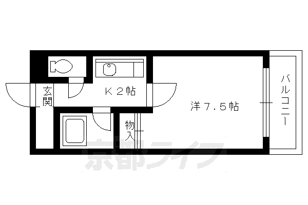 京阪電気鉄道鴨東線 出町柳駅 徒歩5分 5階建 築30年(1K/3階)の間取り写真