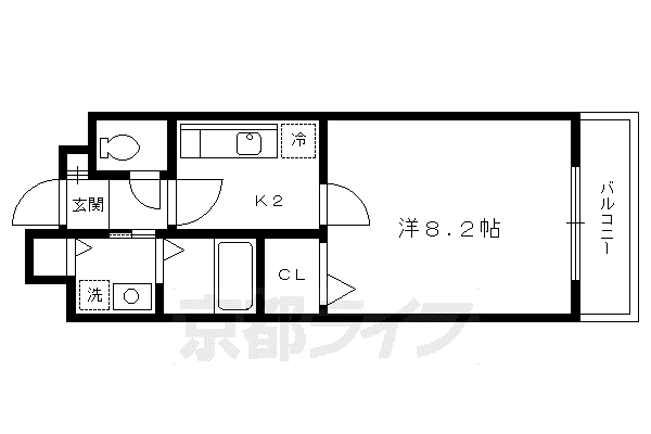 ルーナ・ジェーヌ堀川(1K/2階)の間取り写真