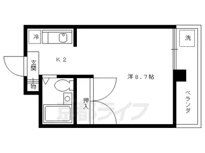 京都市烏丸線 今出川駅 徒歩10分 4階建 築55年(1K/2階)の間取り写真