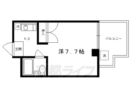 京都市烏丸線 今出川駅 徒歩10分 4階建 築55年(1K/4階)の間取り写真