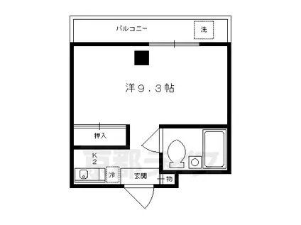 京都市烏丸線 今出川駅 徒歩10分 4階建 築55年(1K/4階)の間取り写真