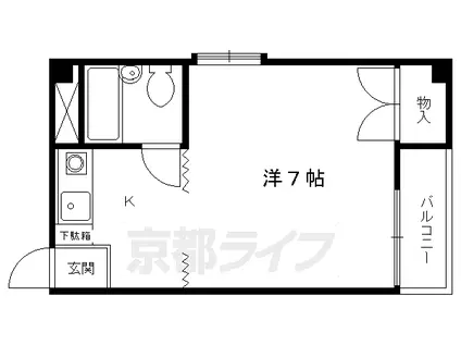 京阪電気鉄道鴨東線 出町柳駅 徒歩7分 4階建 築39年(1K/4階)の間取り写真