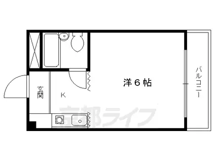 京阪電気鉄道鴨東線 出町柳駅 徒歩7分 4階建 築39年(1K/2階)の間取り写真