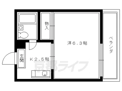 京阪電気鉄道鴨東線 出町柳駅 徒歩23分 3階建 築39年(1K/2階)の間取り写真