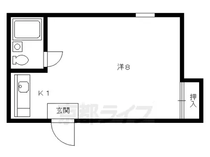 京都市烏丸線 鞍馬口駅 徒歩3分 3階建 築35年(1K/3階)の間取り写真