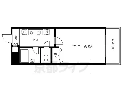 叡山電鉄 一乗寺駅 徒歩1分 4階建 築30年(1K/3階)の間取り写真
