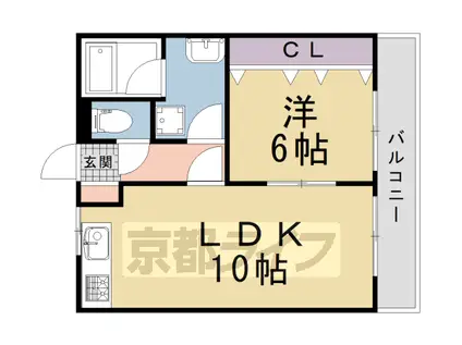 京都市烏丸線 北大路駅 徒歩20分 3階建 築38年(1LDK/2階)の間取り写真