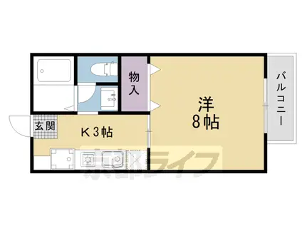 メルベーユ二條(1K/1階)の間取り写真