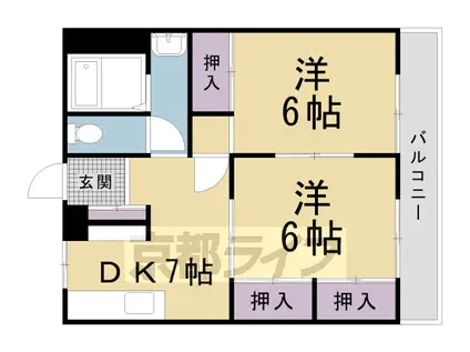 パークヴィラ(2DK/1階)の間取り写真