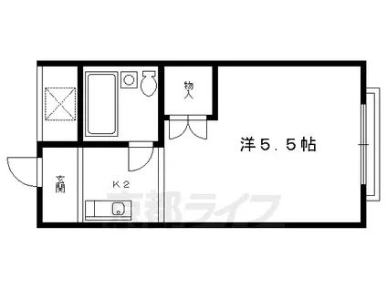 京阪電気鉄道鴨東線 神宮丸太町駅 徒歩15分 2階建 築44年(1K/2階)の間取り写真