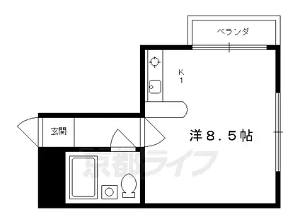 京都市烏丸線 丸太町駅(京都市営) 徒歩18分 5階建 築35年(ワンルーム/2階)の間取り写真