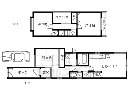 叡山電鉄 一乗寺駅 徒歩7分 2階建 築31年(3LDK)の間取り写真
