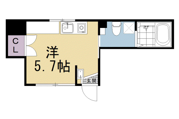 京阪電気鉄道鴨東線 神宮丸太町駅 徒歩7分 3階建 築39年(ワンルーム/2階)の間取り写真