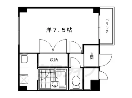 ハイツクリオネ(1K/4階)の間取り写真