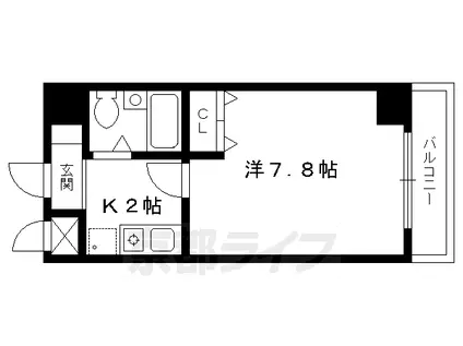 京阪電気鉄道鴨東線 出町柳駅 徒歩5分 8階建 築38年(1K/6階)の間取り写真