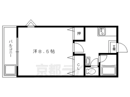 叡山電鉄 修学院駅 徒歩4分 3階建 築38年(1K/2階)の間取り写真