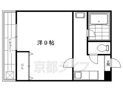 叡山電鉄 修学院駅 徒歩4分 3階建 築38年(1K/3階)の間取り写真