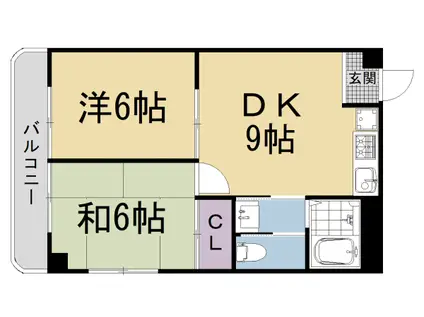 叡山電鉄 八幡前駅(京都) 徒歩3分 3階建 築39年(2LDK/2階)の間取り写真