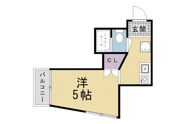 京都市烏丸線 北大路駅 徒歩13分 3階建 築37年(1K/3階)の間取り写真