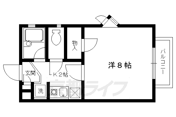京都市烏丸線 北山駅(京都) 徒歩13分 2階建 築28年(1K/2階)の間取り写真