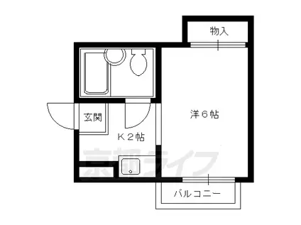 京都市烏丸線 北大路駅 徒歩22分 4階建 築42年(1K/3階)の間取り写真