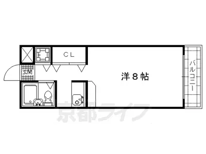 京都市烏丸線 北大路駅 徒歩19分 3階建 築37年(ワンルーム/3階)の間取り写真