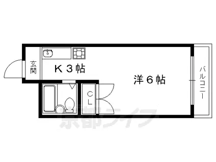 京都市烏丸線 丸太町駅(京都市営) 徒歩14分 3階建 築43年(1K/2階)の間取り写真