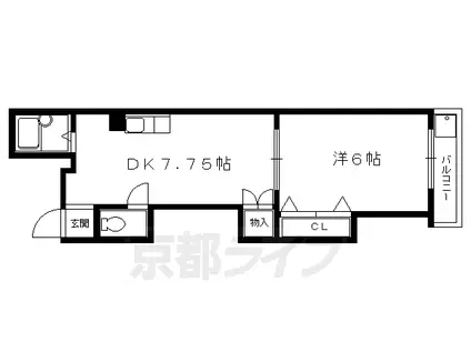 ミレイ大宮(1DK/3階)の間取り写真