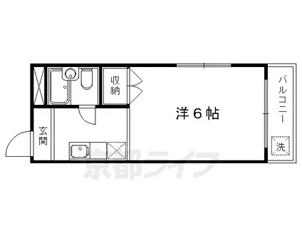 叡山電鉄 一乗寺駅 徒歩10分 3階建 築43年(1K/2階)の間取り写真