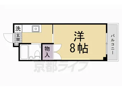 カーサ下鴨(1K/3階)の間取り写真